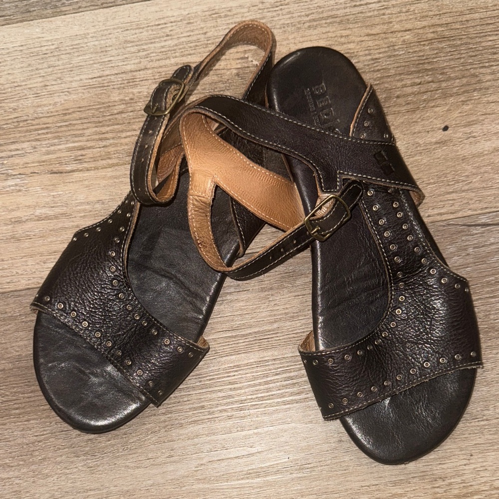 Bed Stu Dark Brown Detailed Leather Sandals